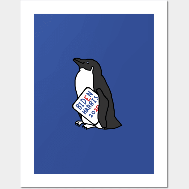 Small Penguin with Biden Harris Sign Wall Art by ellenhenryart